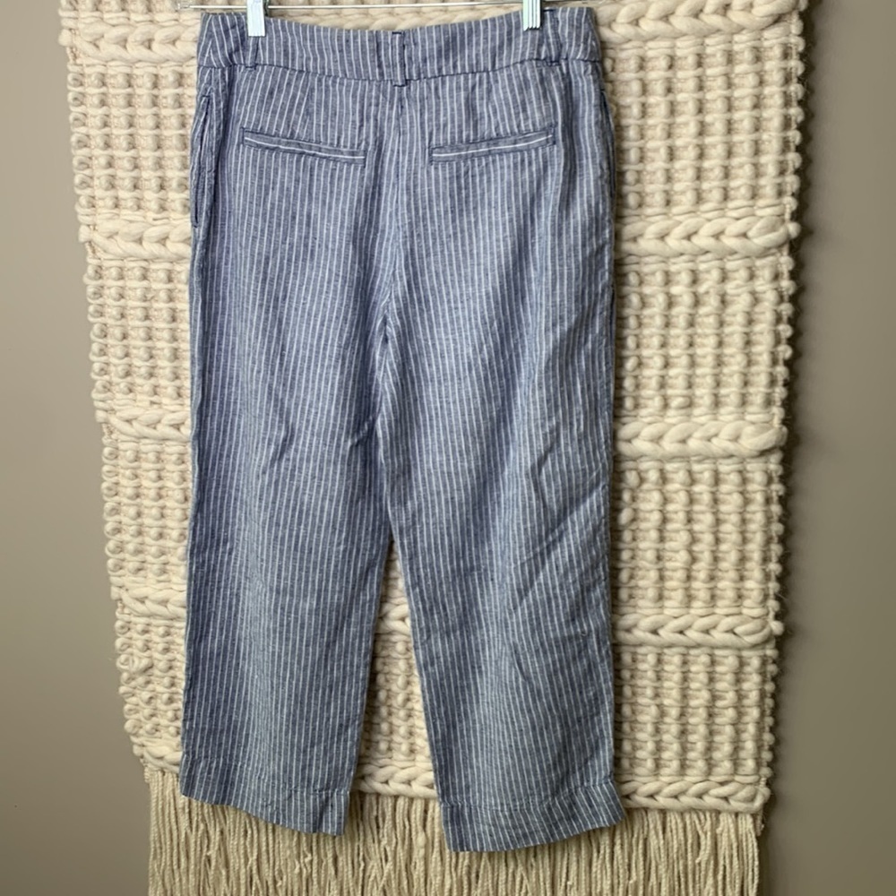 Chico’s Blue Linen Striped Wide Leg Pants - Picture 5 of 8